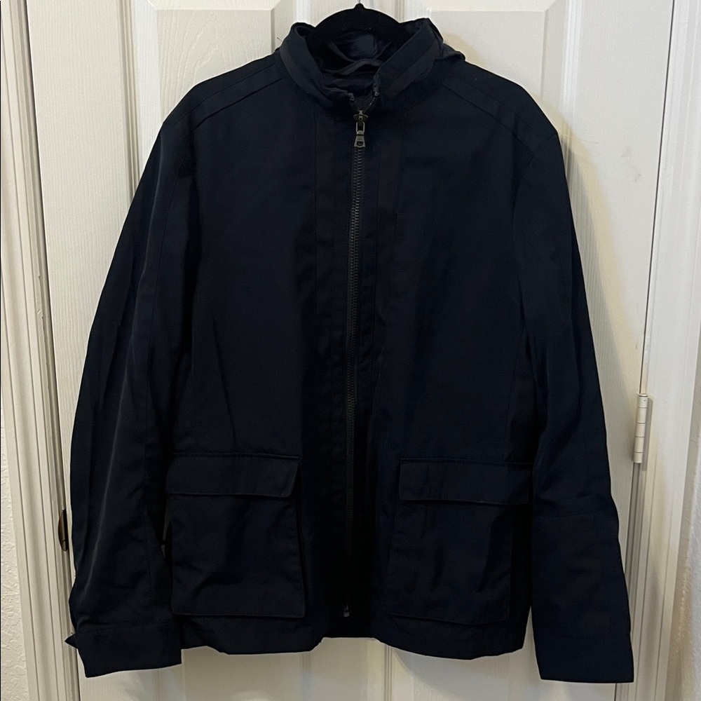 Elie Tahari Men's Navy Hooded Rain Jacket